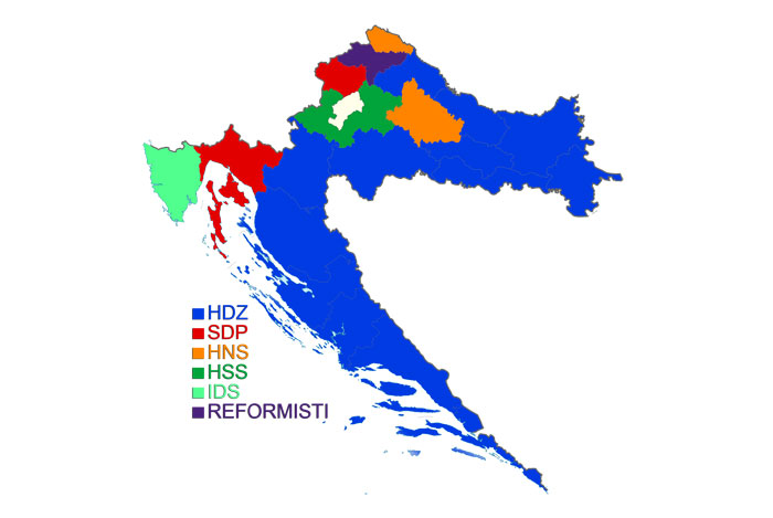 nova karta hrvatske Ovako izgleda nova karta Hrvatske: HDZ apsolutni pobjednik drugog  nova karta hrvatske
