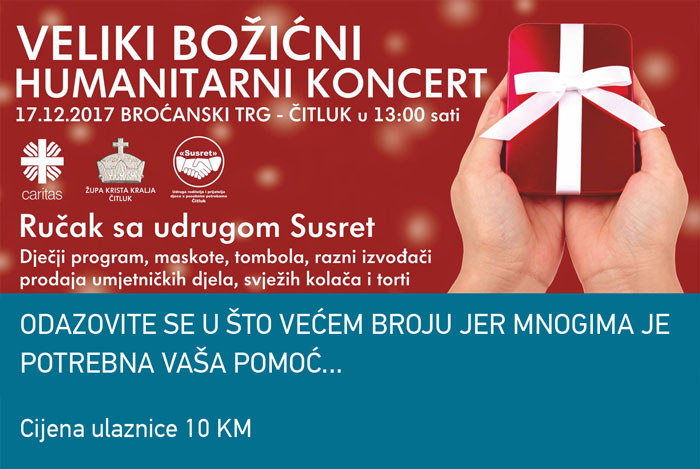 U nedjelju veliki božićni humanitarni koncert na Broćanskom trgu