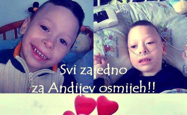 U ponedjeljak humanitarna utakmica za liječenje malog Andija Milasa