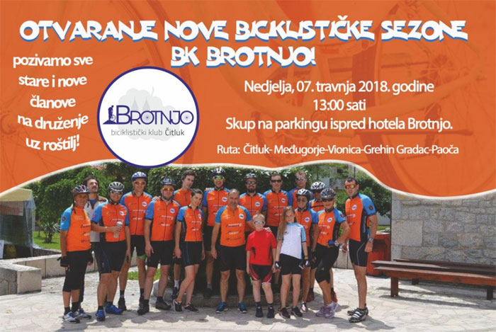 Biciklistički klub Brotnjo: Službeno otvaranje sezone u nedjelju 15. travnja