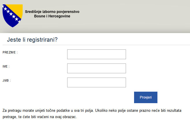 JEDAN KLIK Provjerite jeste li registrirani za Opće izbore u BiH