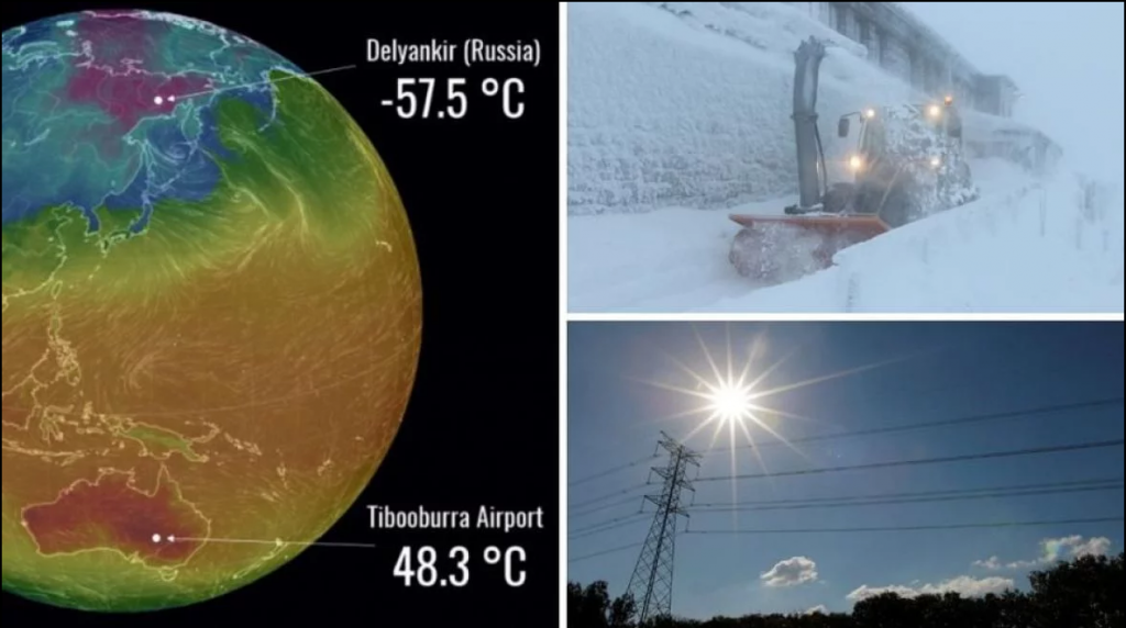 Razlika 106 stupnjeva: U Rusiji -57,5°C, u Australiji 48,3°C