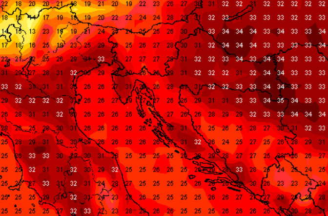 I u sljedećih nekoliko dana vrlo vruće, ali i ne posve stabilno vrijeme