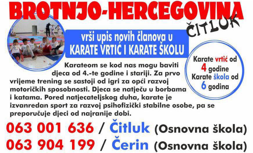 FOTO: Karate klub Brotnjo-Hercegovina i Union Foods posjetili sve prvašiće u općini Čitluk