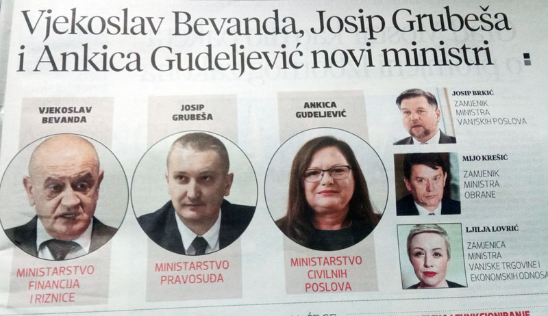 Vijeće ministara: Bevanda, Grubeša, Gudeljević ministri, Brkić, Lovrić i Krešić zamjenici