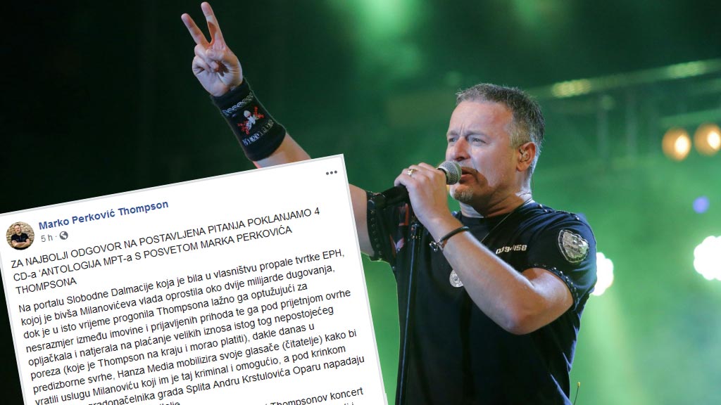 Objava na Thompsonovoj stranici: Vraćaju uslugu Milanoviću koji im je omogućio kriminal težak 2 milijarde