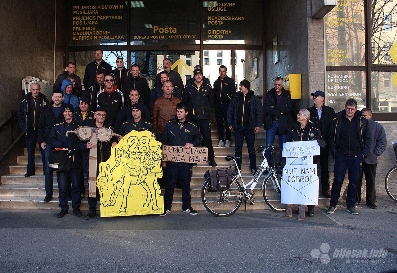 Prosvjedovali djelatnici Hrvatske pošte Mostar, traže povećanje plaća