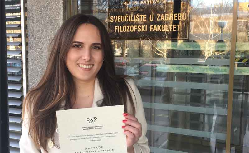 Broćanki Vidi Vasilj uručena ‘Nagrada za izvrsnost u studiju’ na Filozofskom fakultetu u Zagrebu