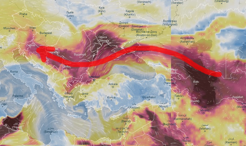 Nad nama su čestice pijeska iz Karakumske pustinje, udaljene 3,5 tisuće kilometara