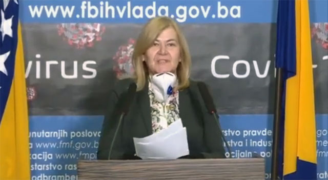 VIDEO Obraćanje federalne ministrice financija Jelke Milićević, zapovijednice Stožera civilne zaštite FBiH