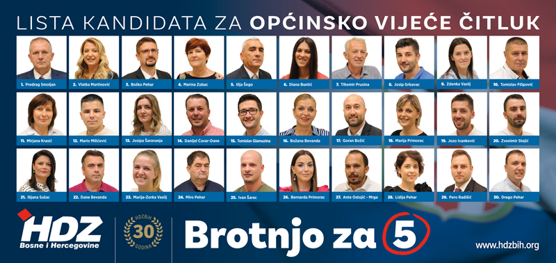 Kandidati HDZ BiH na listi za Općinsko vijeće Čitluk
