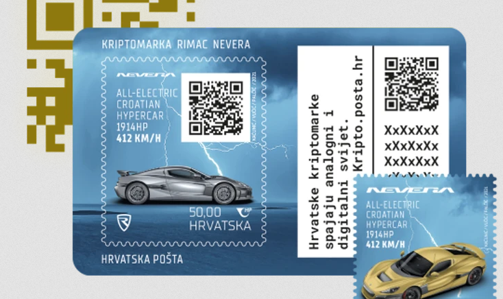 Rimac Nevera na poštanskoj kriptomarki