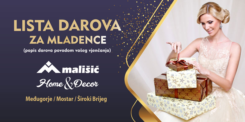 Lista darova za mladence u trgovinama Mališić Home&Decor