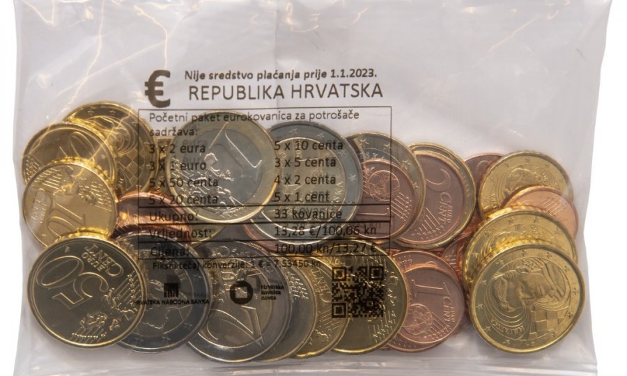 Ovo je početni paket euro kovanica koji će se uskoro moći kupiti za 100 kuna