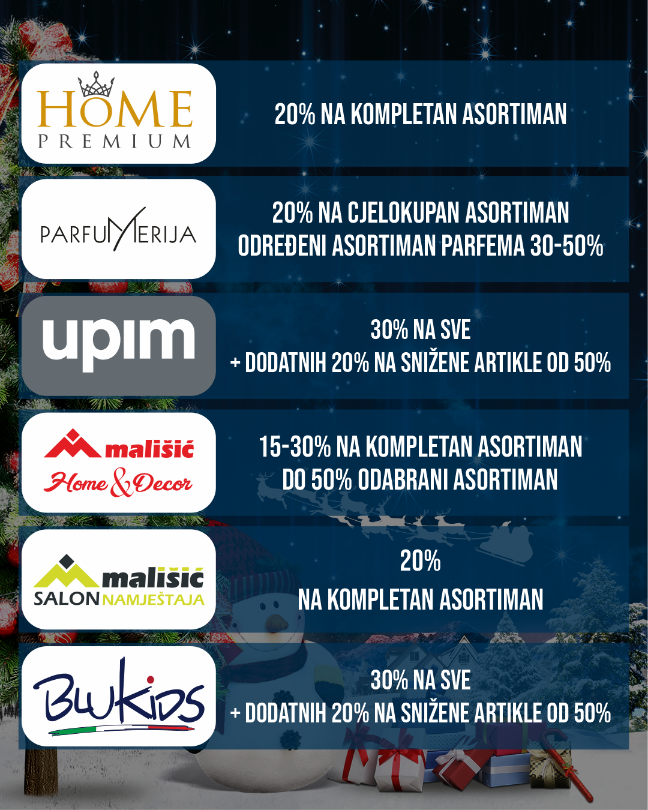 Late night shopping u PC Mališić Međugorje ➡ Petak,16.12.2022.g.  ➡ 19:00 -23:00 h
