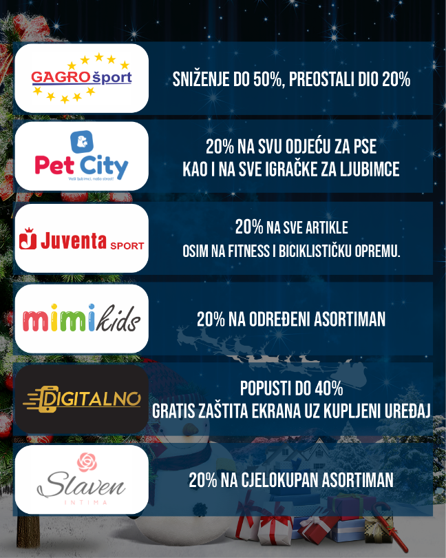 Late night shopping u PC Mališić Međugorje ➡ Petak,16.12.2022.g.  ➡ 19:00 -23:00 h