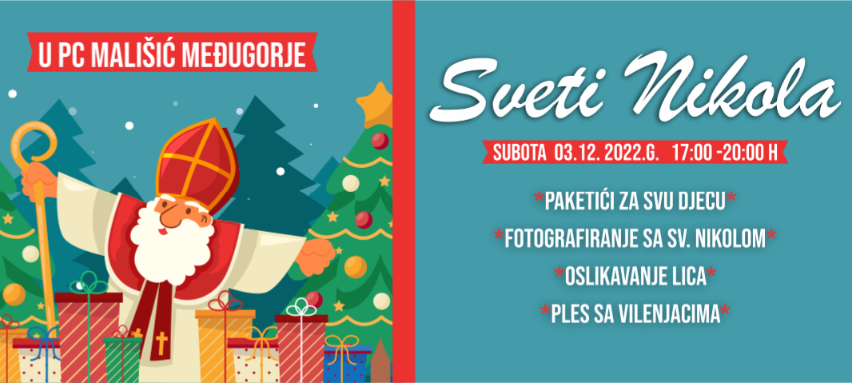 Sveti Nikola dolazi u Prodajni centar Mališić Međugorje u subotu 3. prosinca i veseli se druženju s nama!