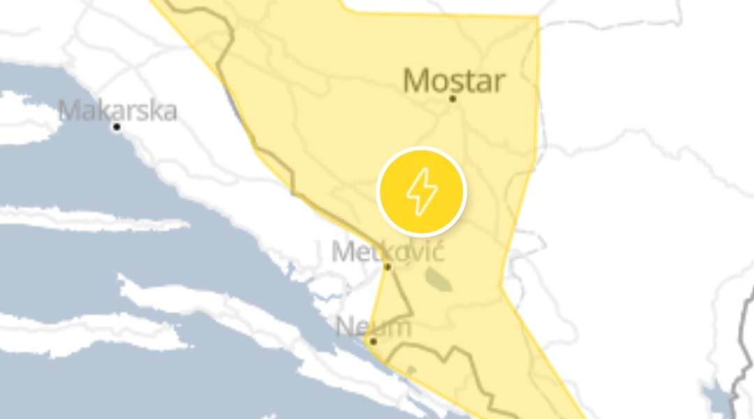 Zbog grmljavine na snazi žuti meteoalarm