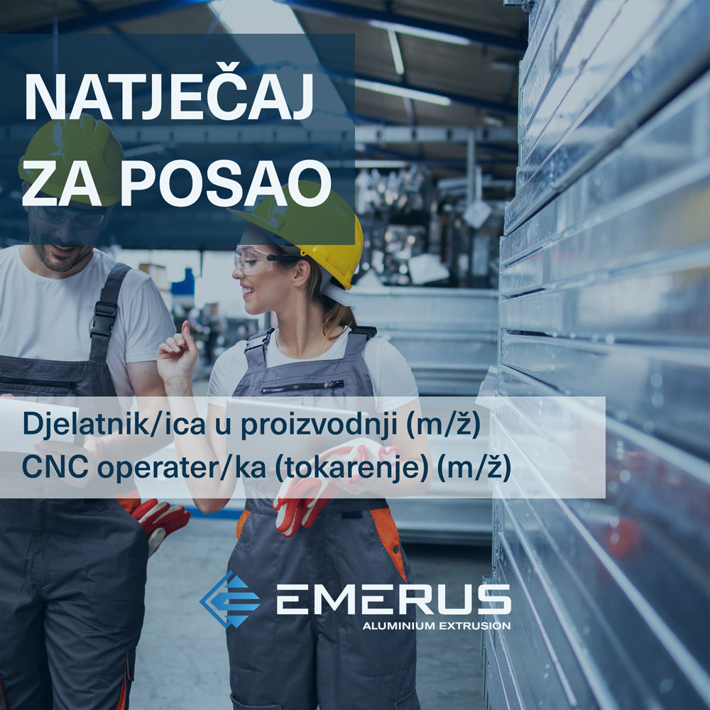 OGLAS ZA POSAO: Emerus traži više zaposlenika za razne pozicije u Proizvodnji