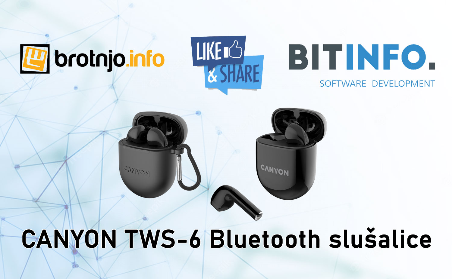 Portal Brotnjo.info u suradnji s BITINFO-m vam poklanja CANYON TWS-6 Bluetooth slušalice!