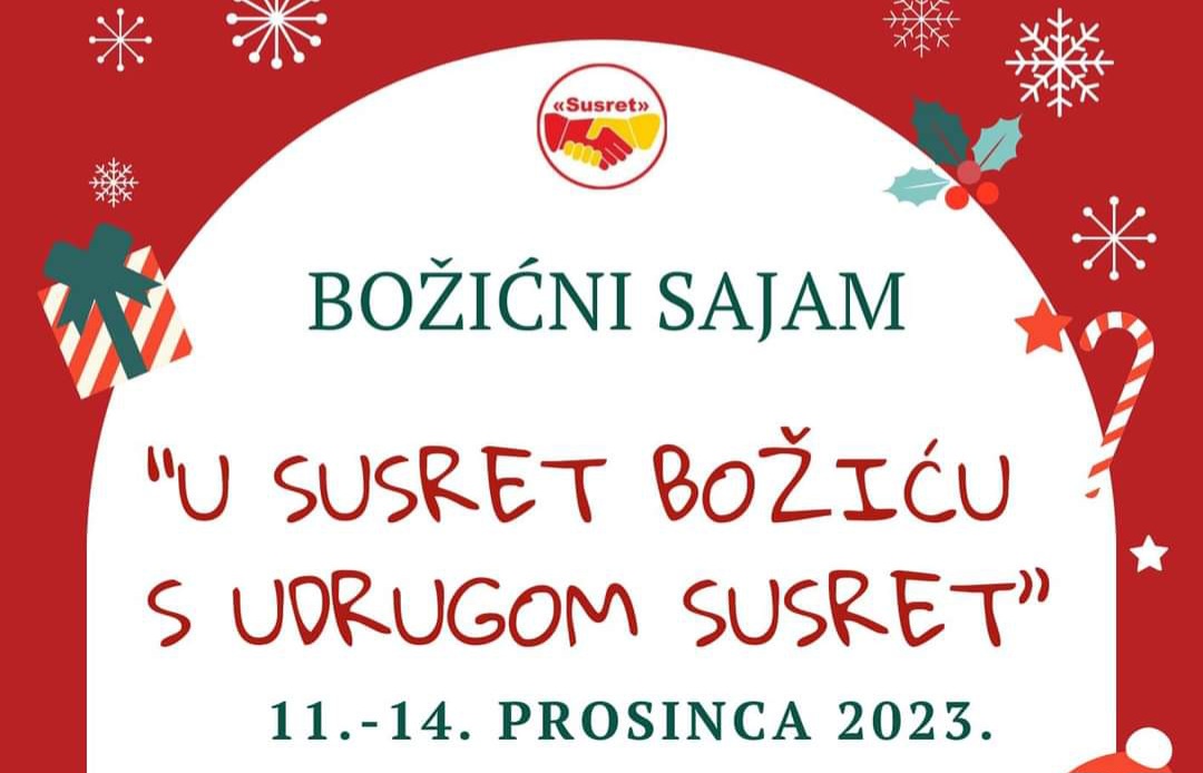 Božićni sajam Udruge Susret od 11. do 14. prosinca