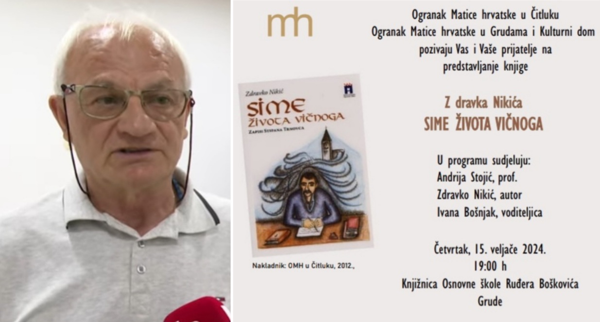 Predstavljanje knjige “Sime života vičnoga” autora Zdravka Nikića u četvrtak u Grudama