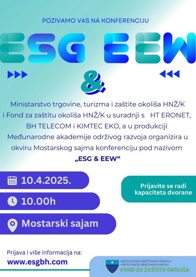 Najava konferencije „ESG & EEW“ u sklopu Gospodarskog sajma u Mostaru