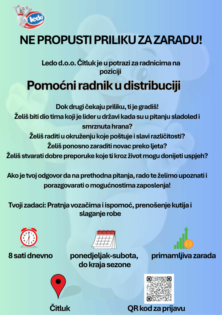 Ledo d.o.o. Čitluk – Natječaj za posao