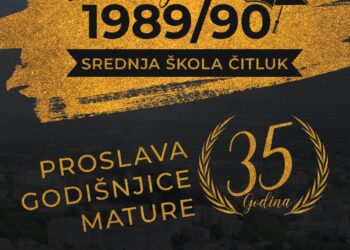Obavijest o proslavi 35. obljetnice mature 13. generacije maturanata Srednje Škole Čitluk