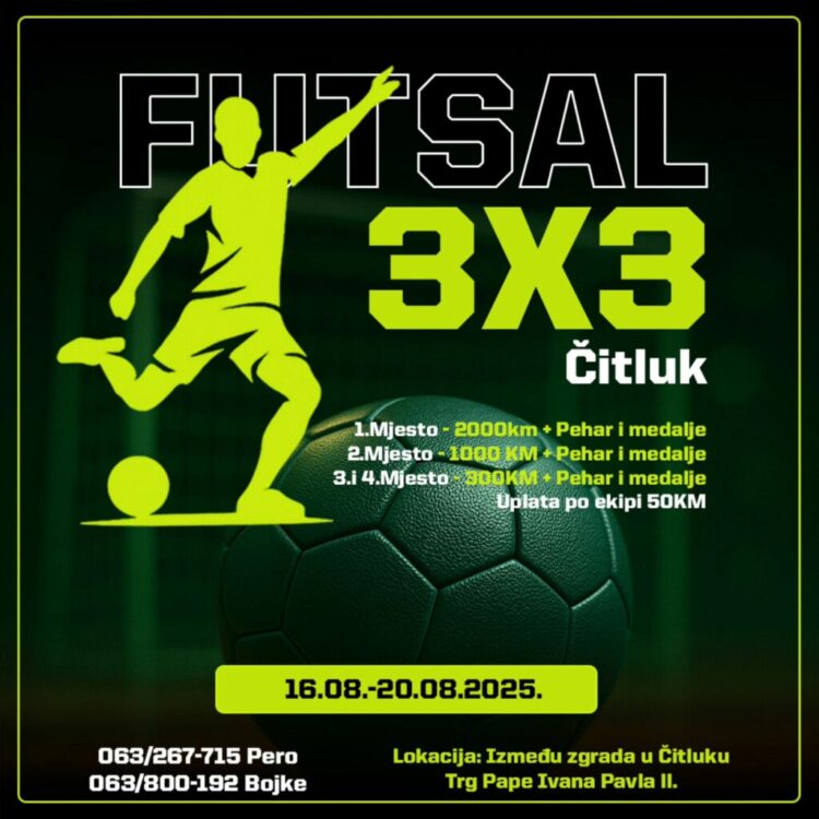 Najava: Futsal 3×3 Turnir u Čitluku
