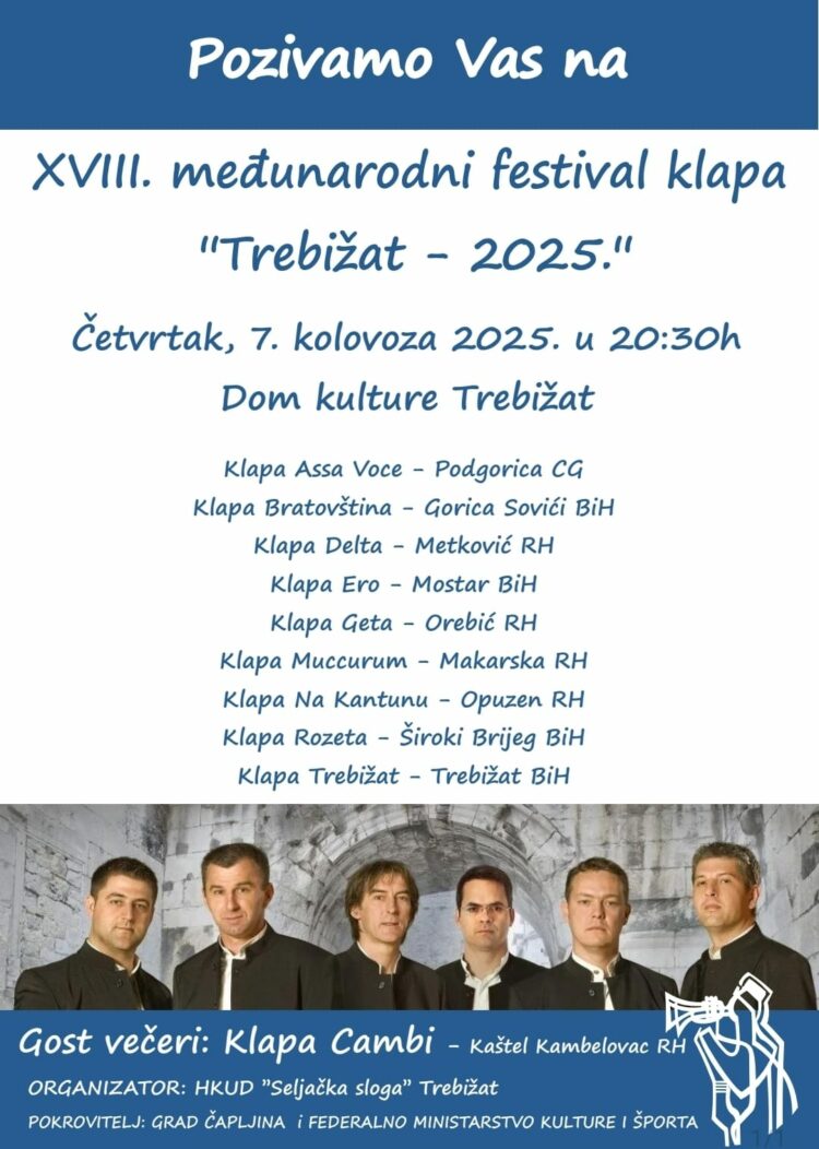XVIII. međunarodni festival klapa “Trebižat – 2025.”