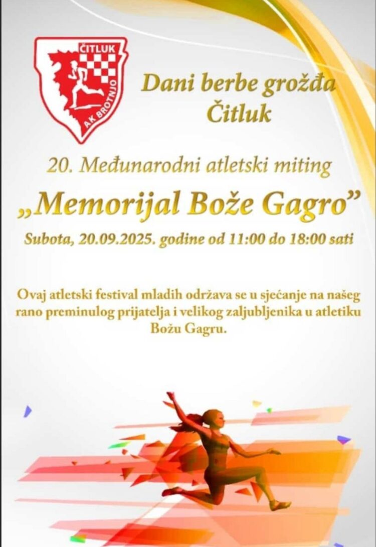 20. Međunarodni atletski miting: “Memorijal Bože Gagro”