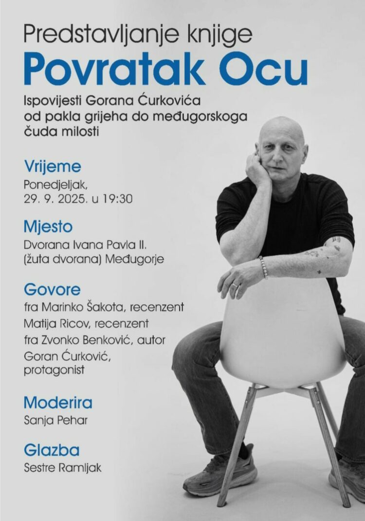 Predstavljanje knjige o Goranu Ćurkoviću “Povratak Ocu” u ponedjeljak u Međugorju