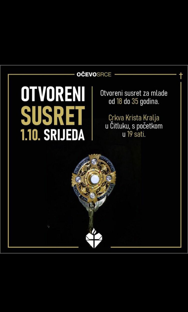 Otvoreni susret za mlade održat će se večeras u Crkvi Krista Kralja u Čitluku