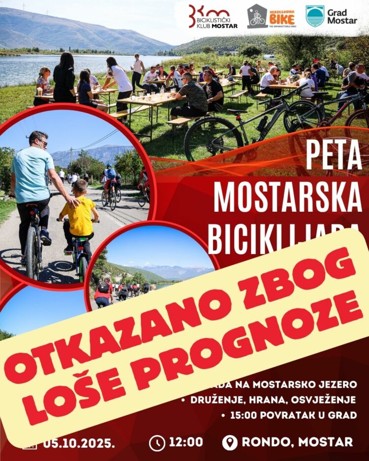 Mostarska biciklijada odgođena zbog loših vremenskih uvjeta