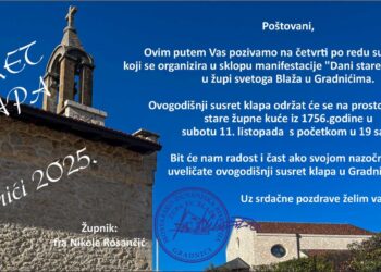 Večeras “Susret klapa” u sklopu manifestacije “Dani stare župe Brotnjo”