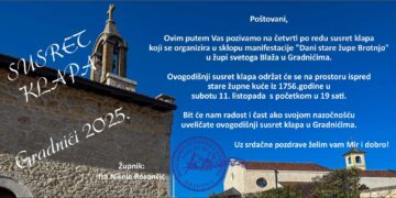 Večeras “Susret klapa” u sklopu manifestacije “Dani stare župe Brotnjo”