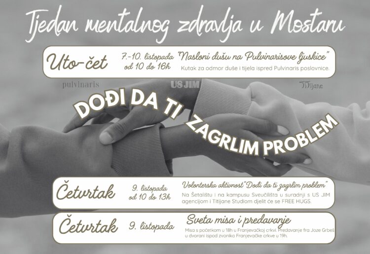 Mostar posvećuje tjedan mentalnom zdravlju mladih: “Dođi da ti zagrlim problem”