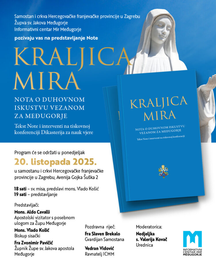 U ponedjeljak, 20. listopada u Zagrebu predstavljanje Note “Kraljica Mira”