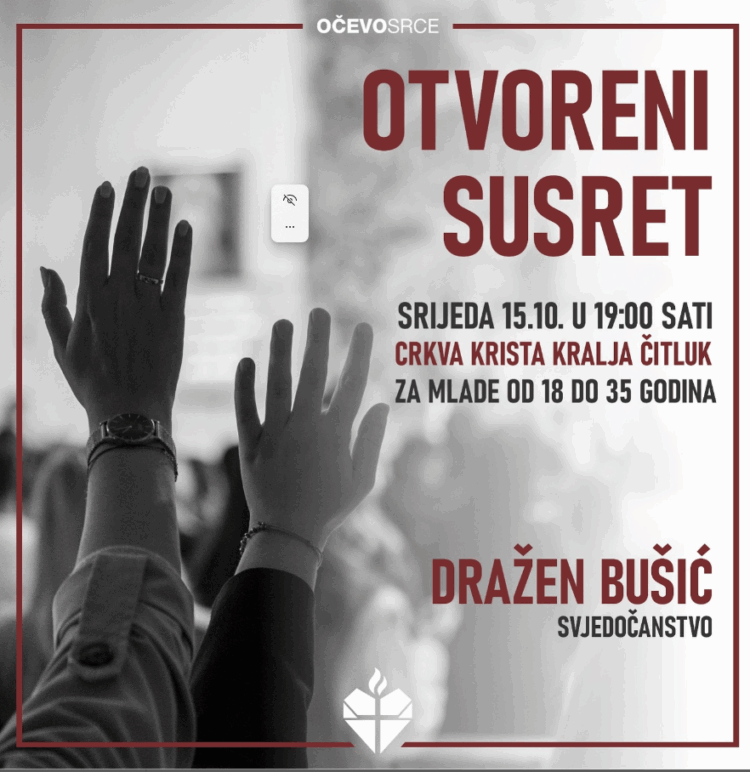 Otvoreni susret zajednice Očevo srce – 15.listopada u 19 sati