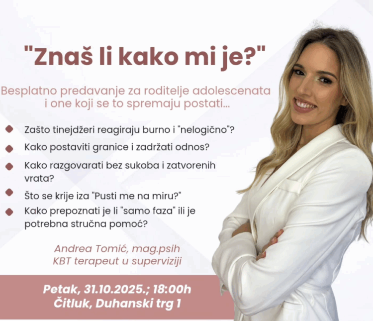 “Znaš li kako mi je” – Besplatno predavanje za roditelje adolescenata i one koji se to spremaju postati