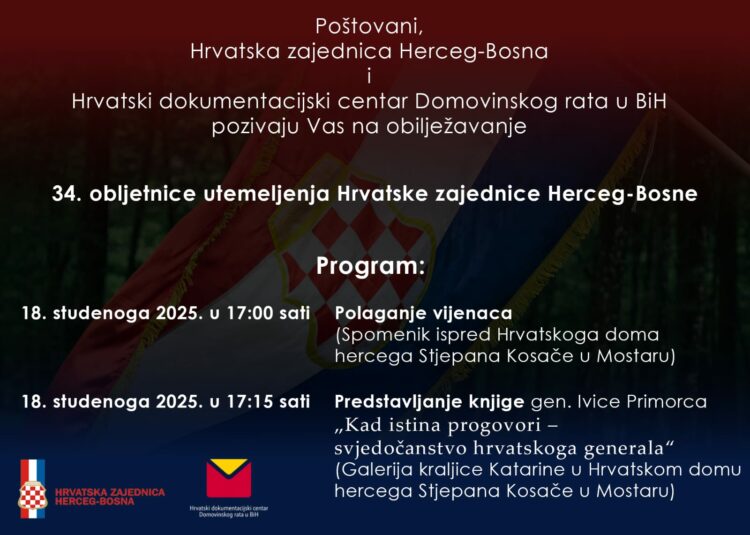 Obilježavanje 34. obljetnice utemeljenja Hrvatske zajednice Herceg-Bosne.