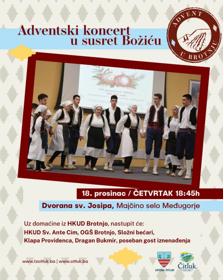 Adventski koncert u susret Božiću večeras u Majčinom selu