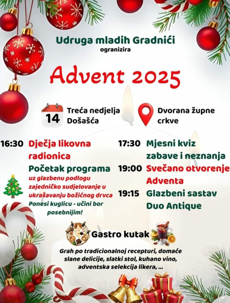 Udruga mladih Gradnići poziva na “Advent 2025”