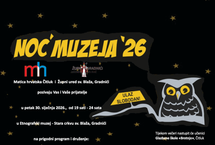 Najava: “Noć muzeja 2026” u Etnografskom muzeju u Gradnićima
