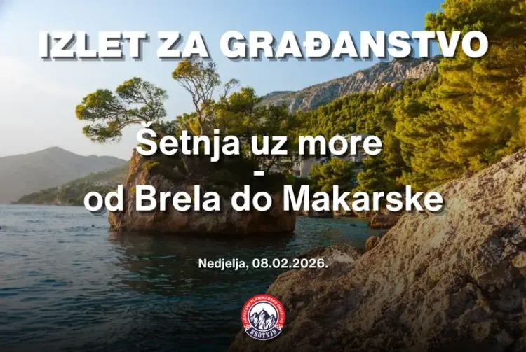 HPD Brotnjo organizira izlet za građanstvo “Šetnja uz more” od Brela do Makarske