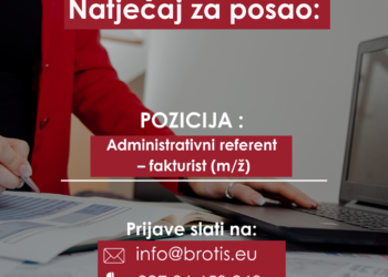 Brotis d.o.o. zapošljava: Administrativni referent – fakturist