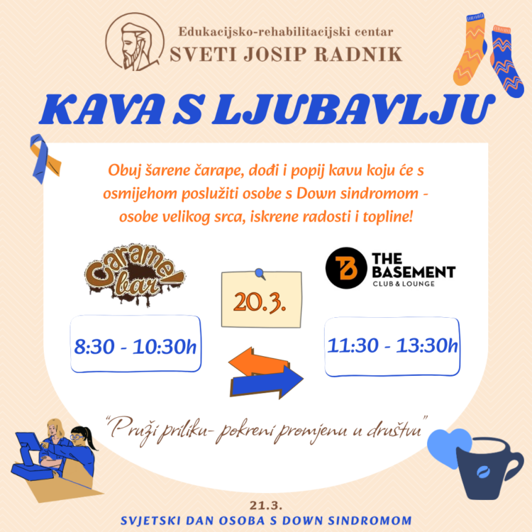 Kava s ljubavlju: Ustanova Sveti Josip Radnik u petak obilježava Svjetski dan osoba s Down sindromom