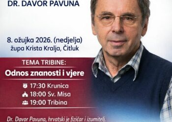 Tribina dr. Davora Pavune u nedjelju u Čitluku: Odnos znanosti i vjere
