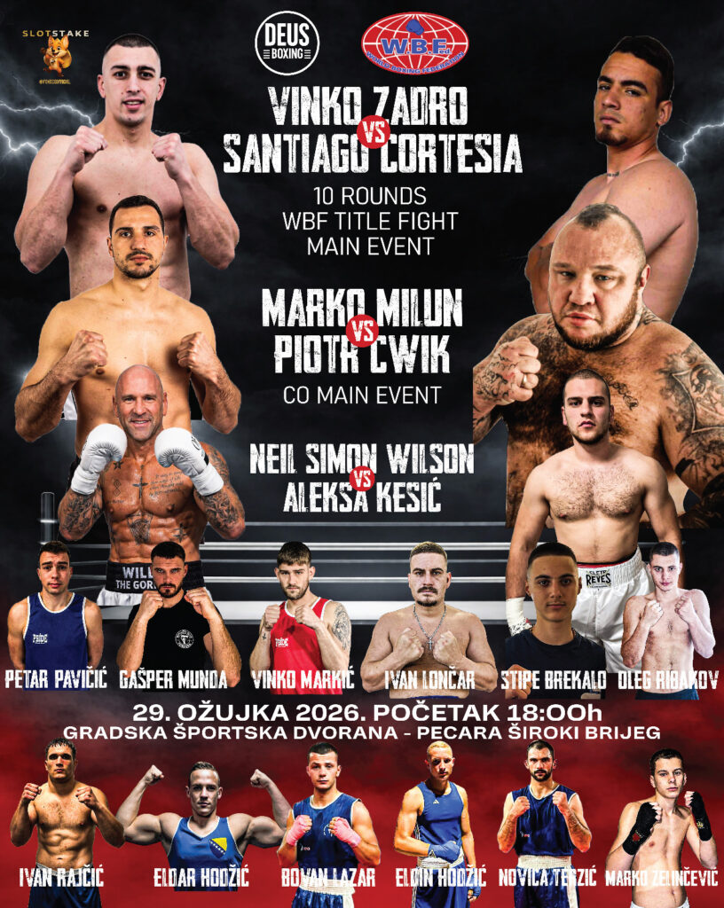 Poznat Fight card: Široki Brijeg domaćin boksačkog spektakla, Vinko Zadro brani WBF titulu